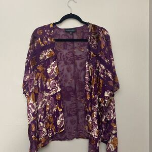 Colleen Lopez Purple Maroon Viscose Blend Floral Shrug Top Size XS/Small
